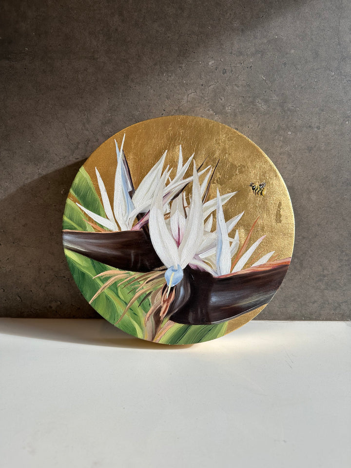 The Bee, 12" ROUND OIL ON PANEL