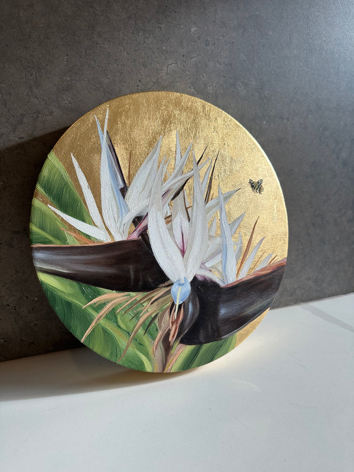 The Bee, 12" ROUND OIL ON PANEL