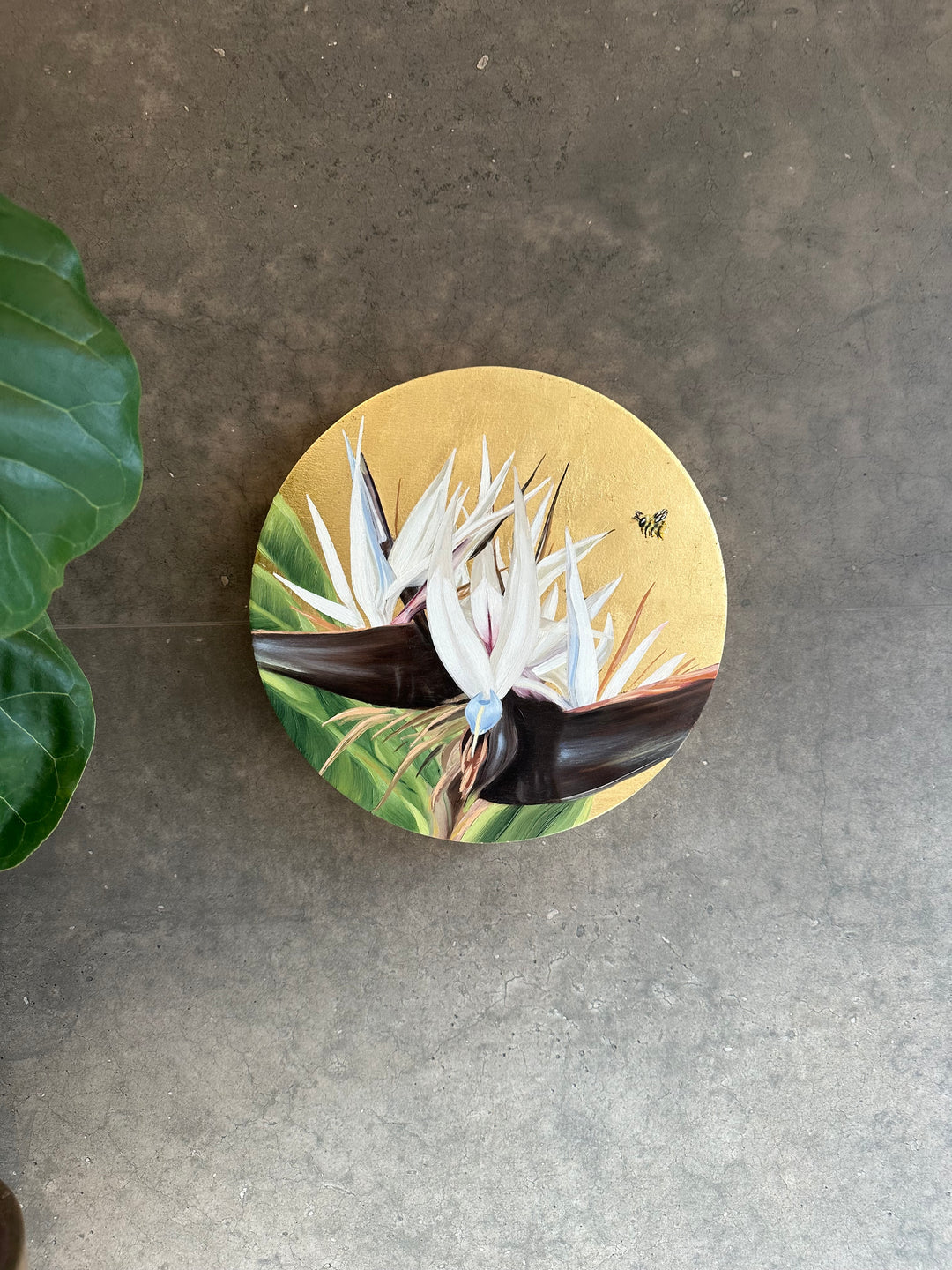 The Bee, 12" ROUND OIL ON PANEL