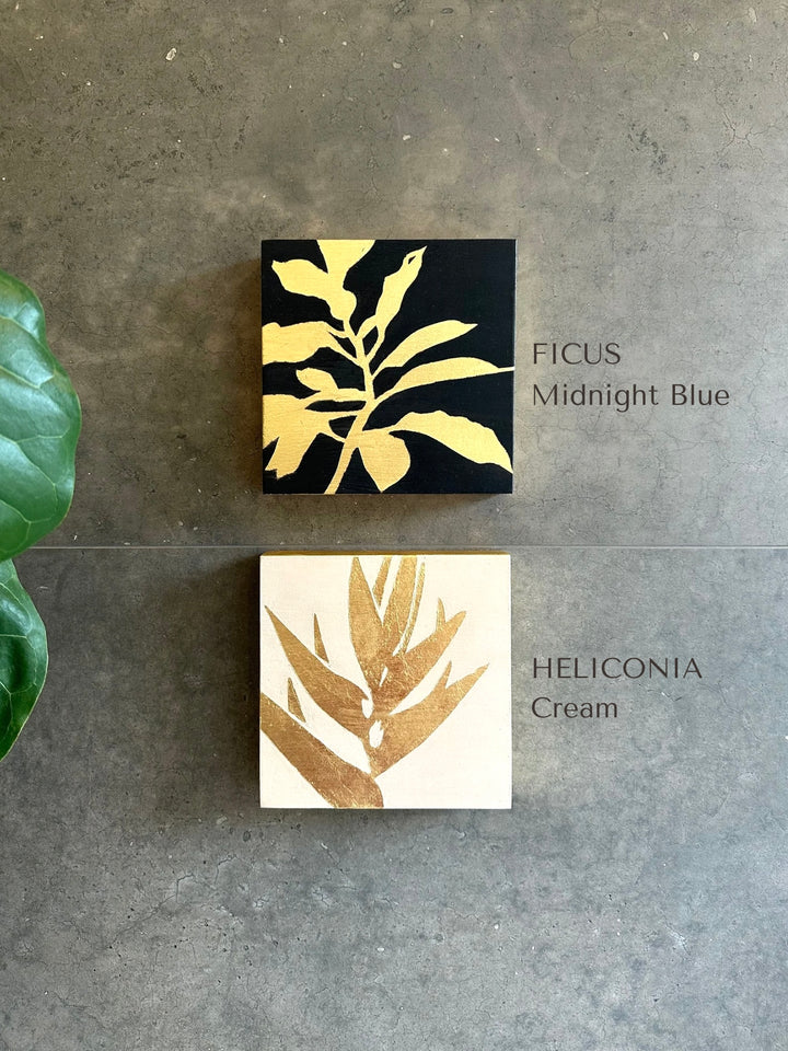 Gilded Botanical Studies, 7x7" OIL ON PANEL