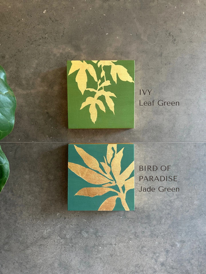 Gilded Botanical Studies, 7x7" OIL ON PANEL