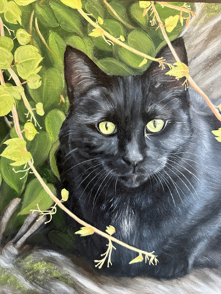 Luna in the Garden, 12x12" OIL ON PANEL