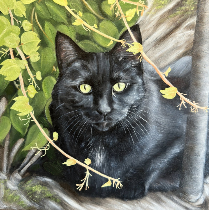 Luna in the Garden, 12x12" OIL ON PANEL