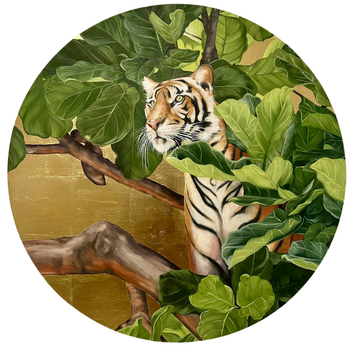 Tigress, 30" ROUND OIL ON PANEL